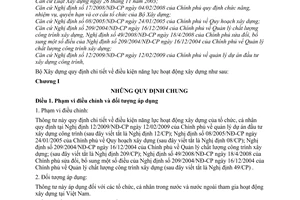 Thông tư 22/2009/TT-BXD điều kiện năng lực hoạt động xây dựng