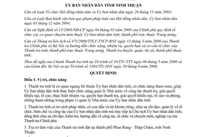 Quyết định 185/2009/QĐ-UBND chức năng nhiệm vụ quyền hạn Thanh tra Ninh Thuận