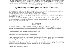 Quyết định 1886/QĐ-BNN-PC đính chính Thông tư 28/2009/TT-BNNPTNT trình tự thủ tục soạn thảo ban hành văn bản quy phạm pháp luật lĩnh vực NN-PTNN