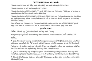 Quyết định 2719/QĐ-UBND 2009 Quỹ Bảo vệ môi trường Bình Dương