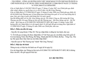 Thông tư 19/2009/TT-BCT sửa đổi Thông tư liên tịch 03/2006/TTLT-BTM-BGTVT-BTC-BCA nhập khẩu ô tô dưới 16 chỗ qua sử dụng Nghị định 12/2006/NĐ-CP