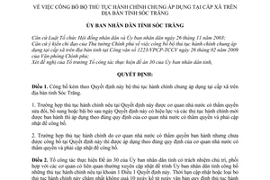 Quyết định 133/QĐ-UBND công bố bộ thủ tục hành chính chung