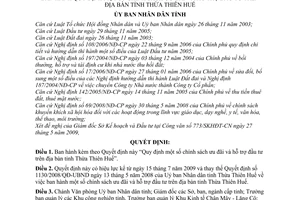 Quyết định 1337/2009/QĐ-UBND quy định chính sách ưu đãi hỗ trợ đầu tư địa bàn tỉnh Thừa Thiên Huế