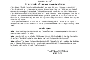 Quyết định 51/2009/QĐ-UBND quy chế tổ chức hoạt động Sở Giáo dục Đào tạo thành phố Hồ Chí Minh