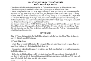 Nghị quyết 06/2009/NQ-HĐND lệ phí đăng ký cư trú trên địa bàn tỉnh Đồng Tháp