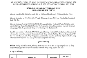 Nghị quyết 05/2009/NQ-HĐND dự án được sử dụng quỹ đất để tạo vốn Đồng Tháp