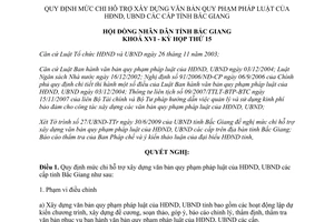 Nghị quyết 05/2009/NQ-HĐND chi hỗ trợ xây dựng văn bản Bắc Giang