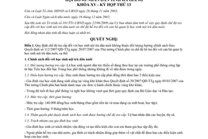 Nghị quyết 09/2009/NQ-HĐND chế độ trợ cấp đối với học sinh nội trú dân nuôi