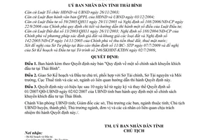 Quyết định 07/2009/QĐ-UBND chính sách khuyến khích đầu tư tại Thái Bình