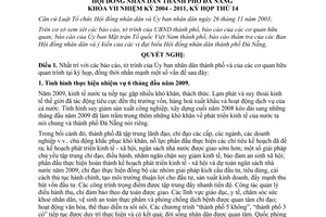 Nghị quyết 78/2009/NQ-HĐND Đà Nẵng nhiệm vụ 6 tháng cuối năm 2009