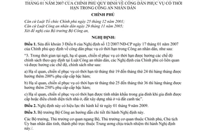 Nghị định 57/2009/NĐ-CP công dân phục vụ có thời hạn trong công an nhân dân sửa đổi Nghị định 12/2007/NĐ-CP