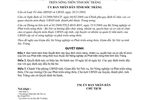 Quyết định 20/2009/QĐ-UBND chức năng nhiệm vụ quyền hạn Chi cục Phát triển nông thôn Sóc Trăng