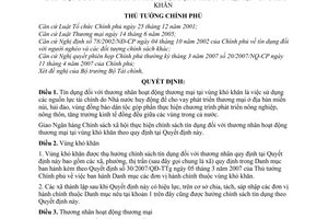 Quyết định 92/2009/QĐ-TTg tín dụng thương nhân hoạt động thương mại vùng khó khăn