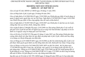 Nghị quyết 07/2009/NQ-HĐND mức thu miễn quản lý sử dụng lệ phí Hà Giang