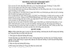 Nghị quyết 163/2009/NQ-HĐND điều chỉnh thời gian mức trợ cấp nuôi dưỡng