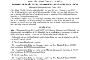 Nghị quyết 07/2009/NQ-HĐND điều chỉnh chế độ trợ cấp khuyến khích người có trình độ đại học công tác tại phường - xã, thị trấn