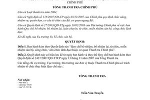 Quyết định 1555/QĐ-TTCP  Quy chế bổ nhiệm, bổ nhiệm lại, từ chức