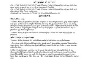 Quyết định 1747/QĐ-BTP chức năng nhiệm vụ, quyền hạn cơ cấu tổ chức Thanh tra Bộ Tư pháp