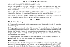 Quyết định 26/2009/QĐ-UBND nhiệm vụ quyền hạn cơ cấu Văn phòng UBND Long An