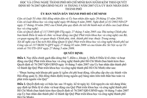 Quyết định 52/2009/QĐ-UBND điều chỉnh Điều lệ tổ chức hoạt động Quỹ Phát triển khoa học công nghệ TP. Hồ Chí Minh ban hành kèm theo 76/2007/QĐ-UBND
