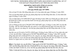 Nghị quyết 05/2009/NQ-HĐND sửa đổi Điều 2 Nghị quyết 08/2007/NQ-HĐND kinh phí