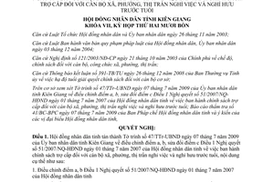 Nghị quyết 76/2009/NQ-HĐND sửa đổi Nghị quyết 51/2007/NQ-HĐND Kiên Giang