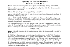 Nghị quyết 04/2009/NQ-HĐND thành lập Quỹ quốc phòng an ninh ở xã phường thị trấn Trà Vinh