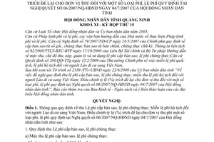 Nghị quyết 05/2009/NQ-HĐND  thu lệ phí cấp bản sao, lệ phí chứng thực; miễn lệ phí hộ tịch đối với người Lào di cư sang Việt Nam