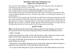 Nghị quyết 03/2009/NQ-HĐND mức thu lệ phí bản sao từ sổ gốc, chứng thực bản sao từ bản chính, chứng thực chữ ký trên địa bàn tỉnh Đắk Lắk