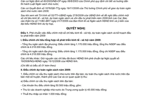 Nghị quyết 09/2009/NQ-HĐND chỉ tiêu phát triển kinh tế xã hội Lào Cai 2009