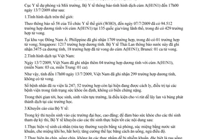 Thông báo 1215/TB-DPMT tình hình dịch cúm A H1N1