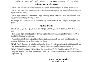 Quyết định 1397/QĐ-UBND chế độ tiền ăn bệnh nhân được điều dưỡng phục hồi chức năng Thừa Thiên Huế