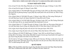 Quyết định 1402/QĐ-UBND Điều chỉnh Quy hoạch tổng thể phát triển du lịch Thừa Thiên Huế đến 2015