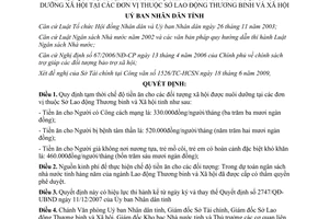 Quyết định 1396/QĐ-UBND năm 2009 chế độ tiền ăn đối tượng nuôi dưỡng xã hội Huế