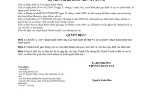 Quyết định 2036/QĐ-BGTVT-TTr chuyển vụ việc vi phạm hành chính sang Cục thuế thành phố Hà Nội xử phạt