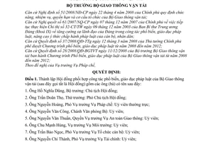 Quyết định 2034/QĐ-BGTVT thành lập Hội đồng phối hợp công tác phổ biến giáo dục pháp luật Bộ Giao thông vận tải