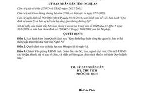 Quyết định 63/2009/QĐ-UBND Quy định thực hiện công tác quản lý bảo trì hệ thống