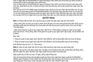Nghị quyết 03/2009/NQ-HĐND sửa đổi Nghị quyết 24/2008/NQ-HĐND thông qua phương án phân bổ ngân sách cấp tỉnh năm 2009 tỉnh Bạc Liêu