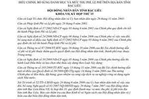 Nghị quyết 01/2009/NQ-HĐND sửa đổi Nghị quyết 01/2007/NQ-HĐND điều chỉnh