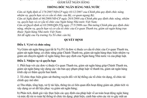 Quyết định 1650/QĐ-NHNN quy định chức năng nhiệm vụ quyền hạn cơ cấu tổ chức Vụ giám sát ngân hàng