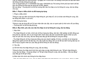 Thông tư 25/2009/TT-BLĐTBXH thu thập xử lý thông tin cung cầu lao động