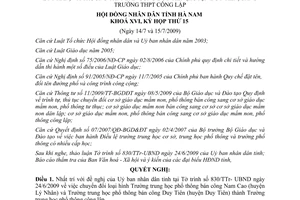 Nghị quyết 05/2009/NQ-HĐND chuyển đổi trường bán công sang công lập Hà Nam