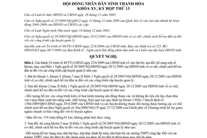 Nghị quyết 126/2009/NQ-HĐND sửa đổi Nghị quyết 28/2005/NQ-HĐND Thanh Hóa