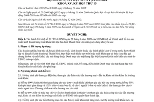 Nghị quyết 125/2009/NQ-HĐND chính sách hỗ trợ sản xuất kinh doanh hàng xuất khẩu