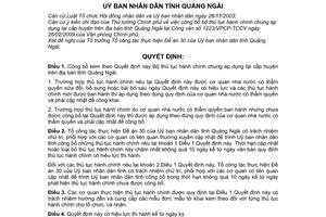 Quyết định 291/QĐ-UBND công bố Bộ thủ tục hành chính chung