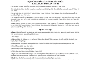 Nghị quyết 16/2009/NQ-HĐND hỗ trợ tiền ăn bệnh nhân nội trú người dân tộc thiểu số hộ nghèo Khánh Hòa