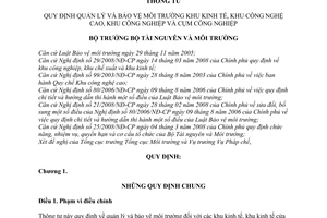 Thông tư 08/2009/TT-BTNMT quản lý bảo vệ môi trường khu kinh tế công nghệ cao cụm công nghiệp