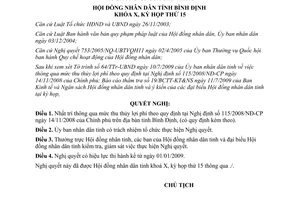 Nghị quyết 13/2009/NQ-HĐND mức thu thủy lợi phí theo quy định tại Nghị định 115