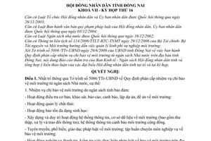 Nghị quyết 144/2009/NQ-HĐND  phân cấp nhiệm vụ chi bảo vệ môi trường từ ngân sách nhà nước