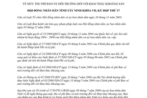 Nghị quyết 17/2009/NQ-HĐND Mức thu phí bảo vệ môi trường khai thác khoáng sản Tây Ninh